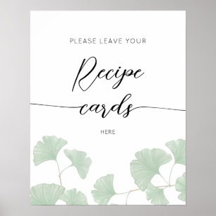 Elegant groen blad Laat hier je recept Kaart achte Poster