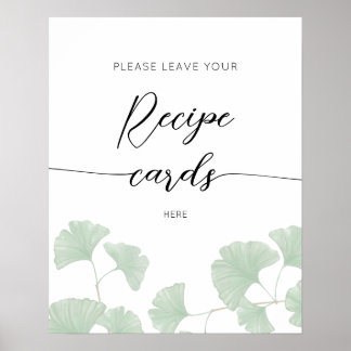 Elegant groen blad Laat hier je recept Kaart achte Poster