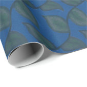 Elegant groen blad naadloos patroon op Deep Blue Cadeaupapier (Rol Hoek)