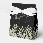 Elegant groen blad zwart gouden bruiloft bedankdoosjes (Voorkant Zijde)