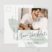 Elegant Groen Bladerdak Waterverf Save the Date Aankondigingskaart (Voorkant / Achterkant)