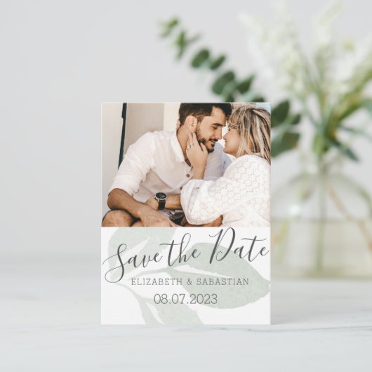Elegant Groen Bladerdak Waterverf Save the Date Aankondigingskaart (Staand voorkant)