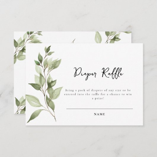 Elegant groen bladeren luier rafel Kaart (Voorkant / Achterkant)