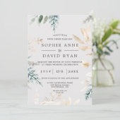 Elegant groen bladgoud All In One Trouwen Kaart (Staand voorkant)