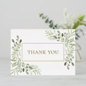 Elegant groen bladgoud folie bedankkaart folie uitnodiging (Staand Voorkant)