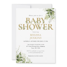 Elegant groen bladgoud letter babyshower