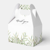 Elegant groen bladgroen script bruiloft bedankdoosjes (Achterkant)