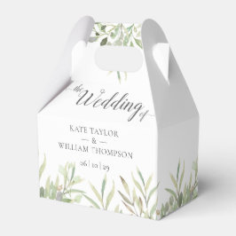 Elegant groen bladgroen script bruiloft  bedankdoosjes
