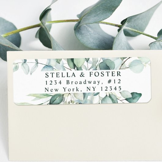 Elegant groen bladwerk retouradres etiket