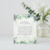 Elegant groen blauw bloemenbruiloft details Kaart (Staand voorkant)