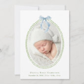 Elegant Groen Blauw Boog Waterverf Foto Geboorte Aankondiging (Voorkant)
