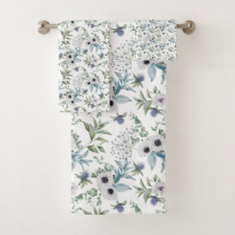 Elegant Groen Blauw Botanisch Aquarel Bad Handdoek