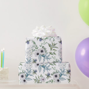 Elegant Groen Blauw Botanisch Aquarel Cadeaupapier