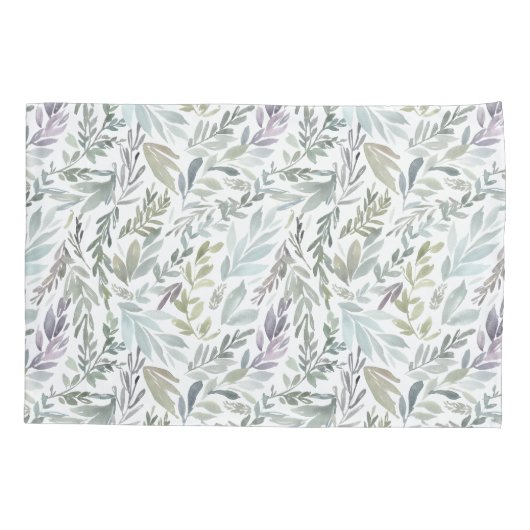 Elegant Groen Blauw Botanische Waterverf Twin Kussensloop (Achterkant)