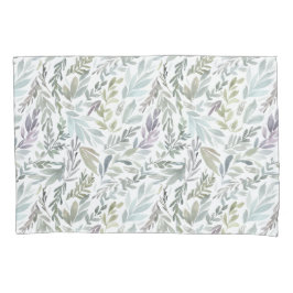 Elegant Groen Blauw Botanische Waterverf Twin Kussensloop