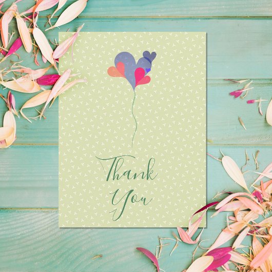 Elegant groen blauw paars ballonhartminimalistisch briefkaart