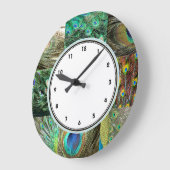 Elegant Groen Blauw Peacock-veerpatroon Grote Klok (Hoek)