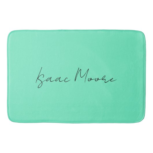 Elegant Groen Blauw Script Calligrafie Naam Badmat (Voorkant)