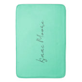 Elegant Groen Blauw Script Calligrafie Naam Badmat (Voorkant Verticaal)