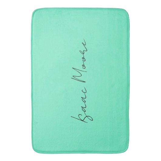 Elegant Groen Blauw Script Calligrafie Naam Badmat (Voorkant Verticaal)