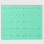 Elegant Groen Blauw Script Calligrafie Naam Cadeaupapier (Vlak)