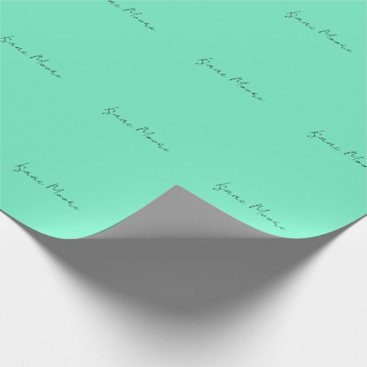 Elegant Groen Blauw Script Calligrafie Naam Cadeaupapier (Hoek)