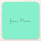 Elegant Groen Blauw Script Calligrafie Naam Kartonnen Onderzetters (Voorkant)