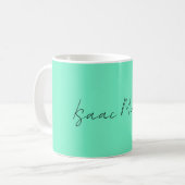 Elegant Groen Blauw Script Calligrafie Naam Koffiemok (Voorkant links)