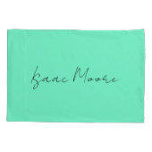 Elegant Groen Blauw Script Calligrafie Naam Kussensloop (Achterkant)