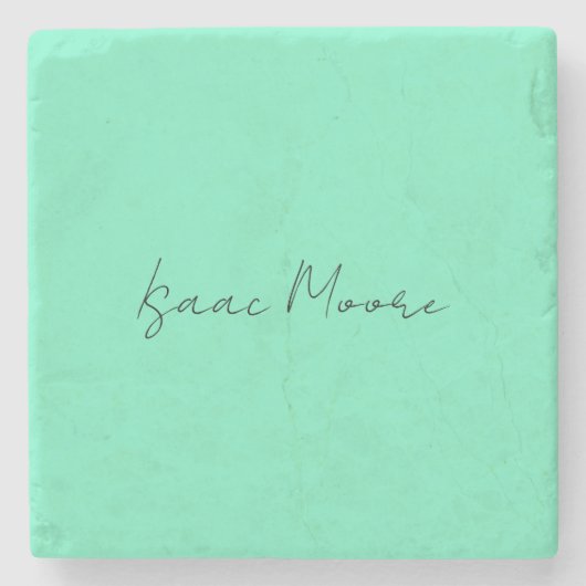 Elegant Groen Blauw Script Calligrafie Naam Stenen Onderzetter (Voorkant)