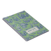 Elegant  groen blauw toile de jouy klein notitieboek (Rechterzijde)