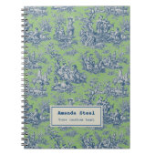 Elegant  groen blauw toile de jouy klein notitieboek (Voorkant)