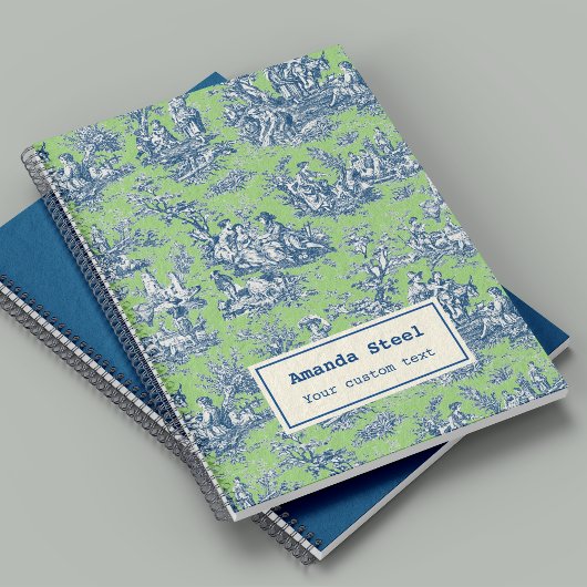 Elegant  groen blauw toile de jouy klein notitieboek