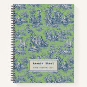 Elegant  groen blauw toile de jouy notitieboek (Voorkant)