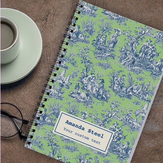 Elegant  groen blauw toile de jouy notitieboek