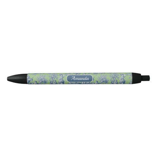 Elegant  groen blauw toile de jouy zwarte inkt pen (Voorkant)