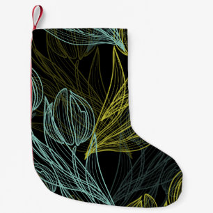 Elegant groen, blauw tulpenpatroon kleine kerstsok
