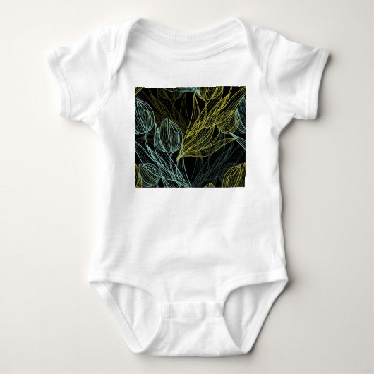 Elegant groen, blauw tulpenpatroon romper (Voorkant)