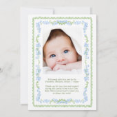 Elegant Groen Blauw Waterverf Lijst Foto Geboorte Aankondiging (Achterkant)