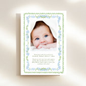 Elegant Groen Blauw Waterverf Lijst Foto Geboorte Aankondiging