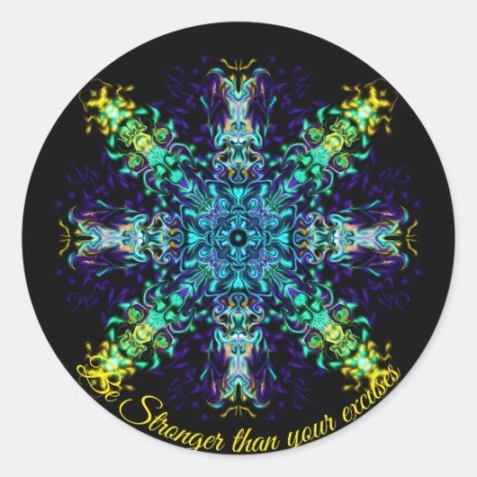 Elegant groen blauwgroen boho retro abstract desig ronde sticker (Voorkant)