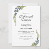 Elegant groen Blauwgroen en groen repetitie diner Kaart (Voorkant)