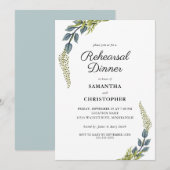 Elegant groen Blauwgroen en groen repetitie diner Kaart (Voorkant / Achterkant)