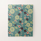 Elegant groen Blauwgroen roze bloemmotief Legpuzzel (Verticaal)