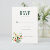 Elegant groen bloem RSVP Kaartje (Staand voorkant)
