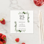 Elegant groen Bloemen 25e bruiloft Jubileum Servet (Insitu)