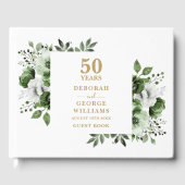 Elegant groen bloemen 50e bruiloft Jubileum Gastenboek (Voorkant)