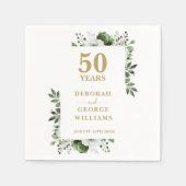 Elegant groen bloemen 50e bruiloft Jubileum Servet (Voorkant)