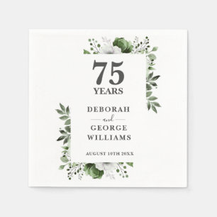Elegant groen Bloemen 75e bruiloft Jubileum Servet