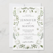 Elegant groen Bloemen Boheemse bruiloft Kaart (Voorkant)